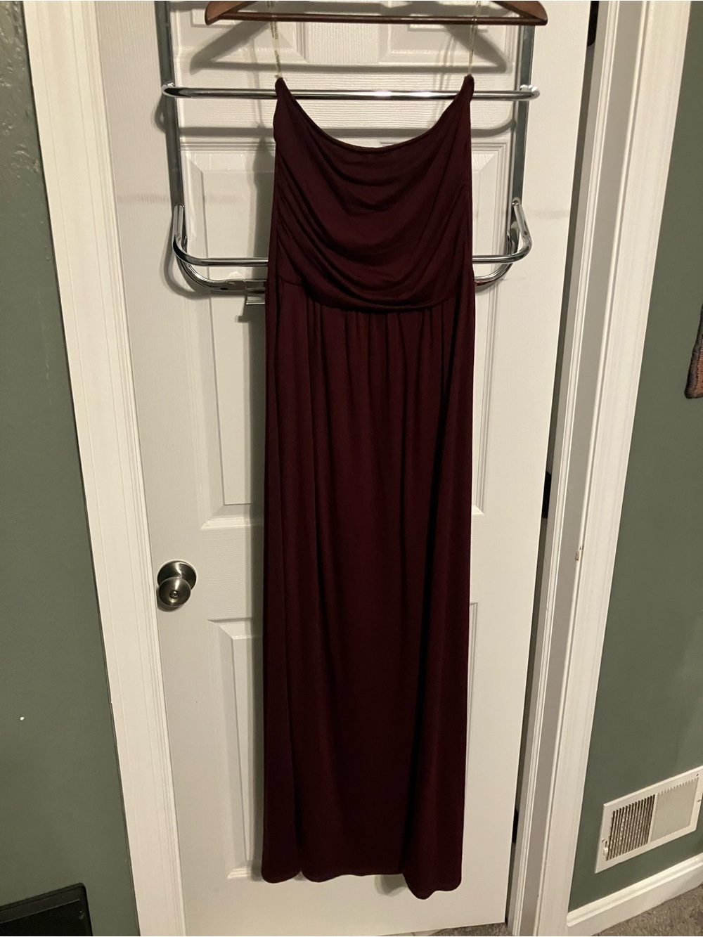 Zenana Outfitters Strapless Maxi Dress in Burgundy